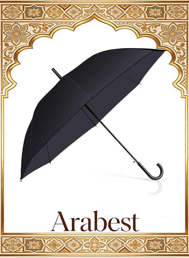 عربست مظلة كبيرة مقاومة للرياح تفتح تلقائيًا بمقبض على شكل حرف J للرجال والنساء، مظلة سفر قوية غير قابلة للكسر، مناسبة للجولف - Image 1